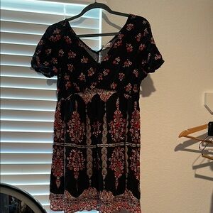 Floral Black and Red Women's Dress
